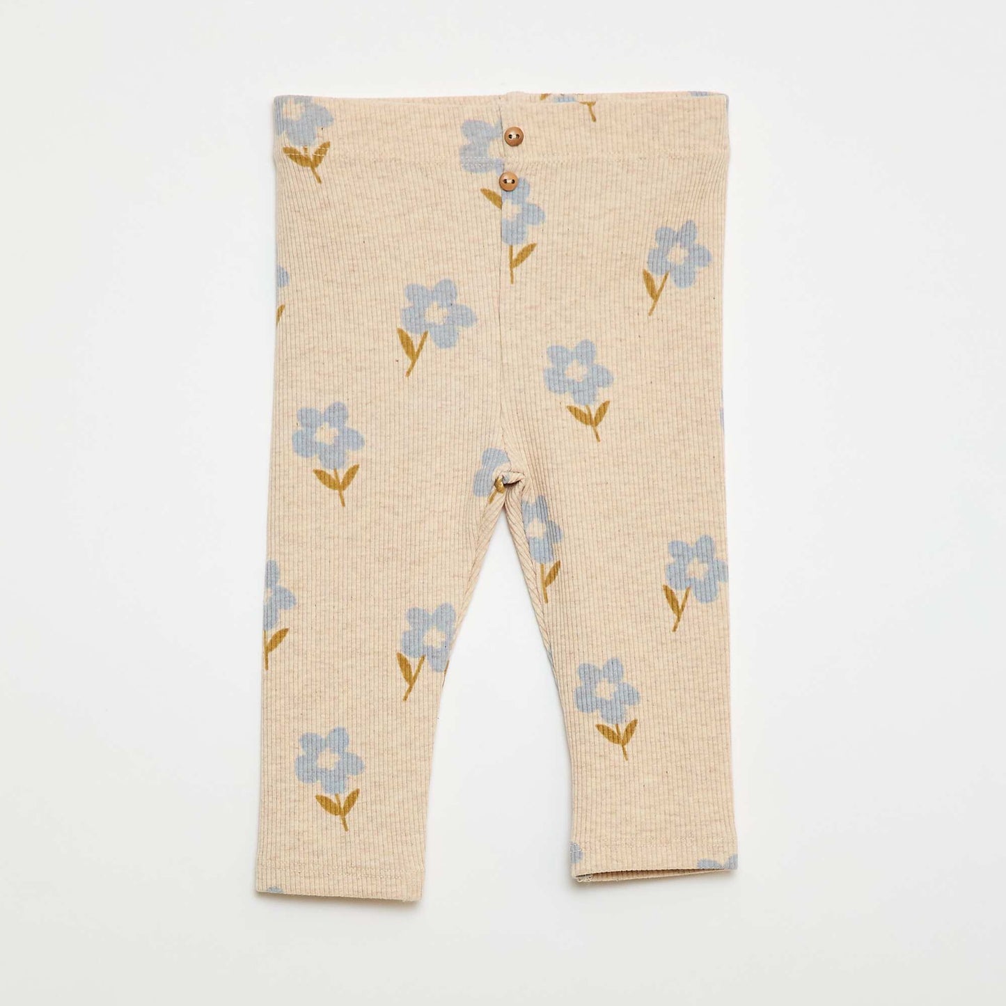 Patterned ribbed long leggings BEIGE