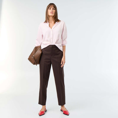 Plain cigarette trousers with 2 pockets BROWN