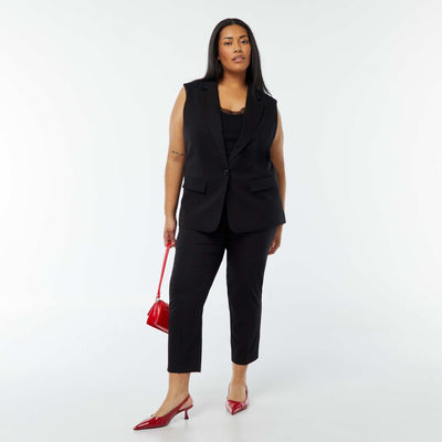 Cigarette trousers with zip and hook fastening BLACK