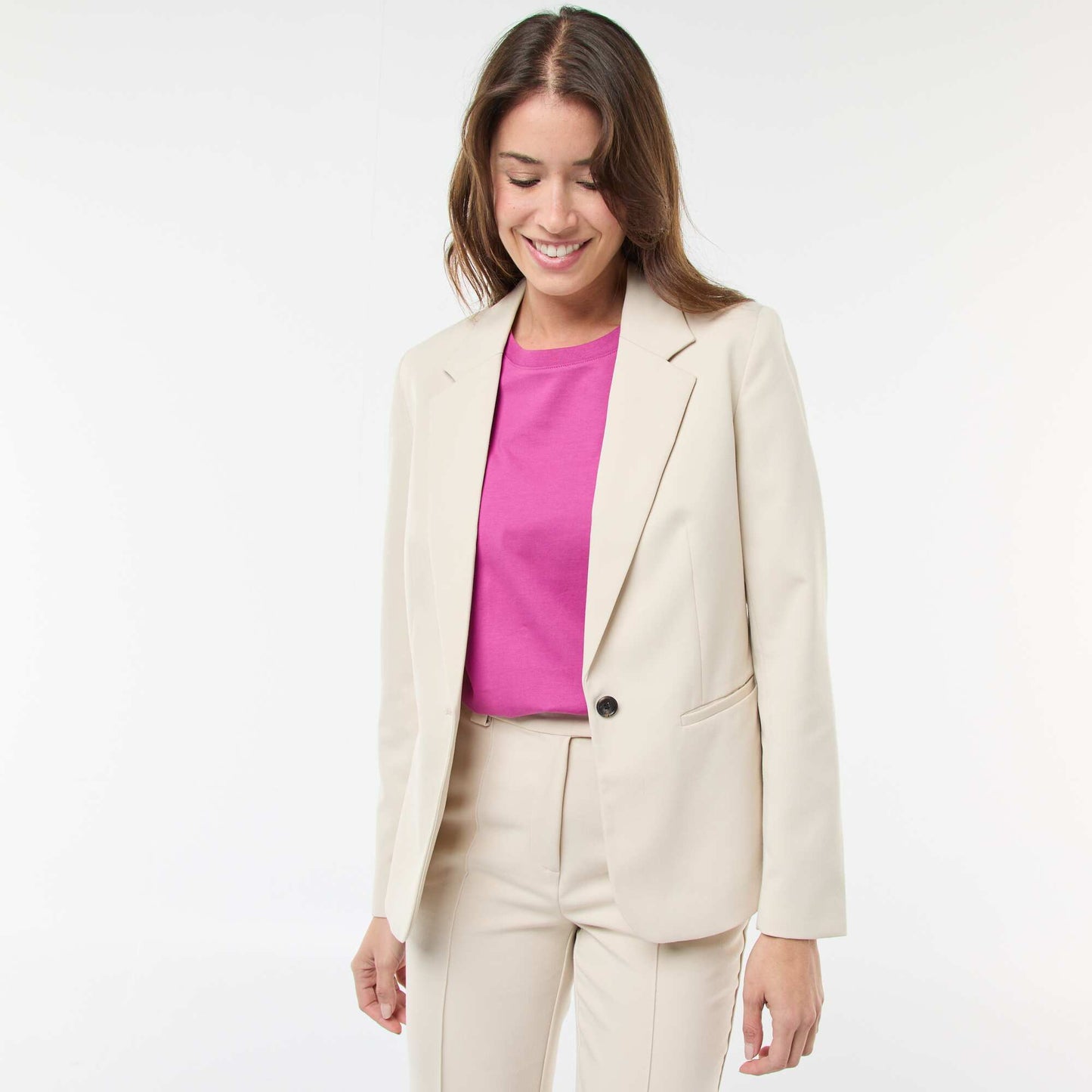 Long-sleeved tailored jacket BEIGE