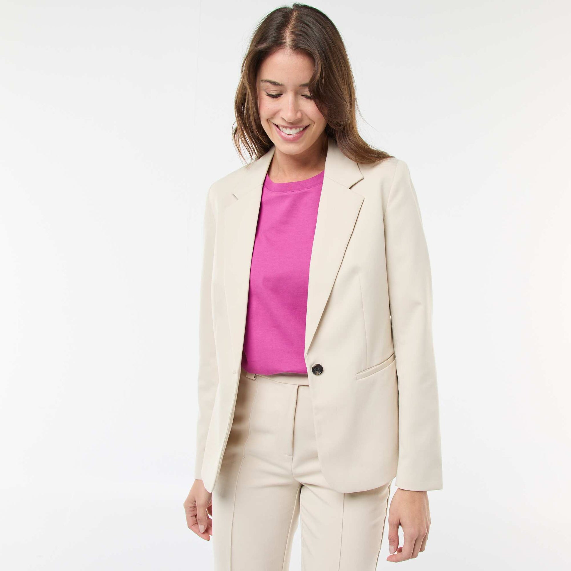 Long-sleeved tailored jacket BEIGE