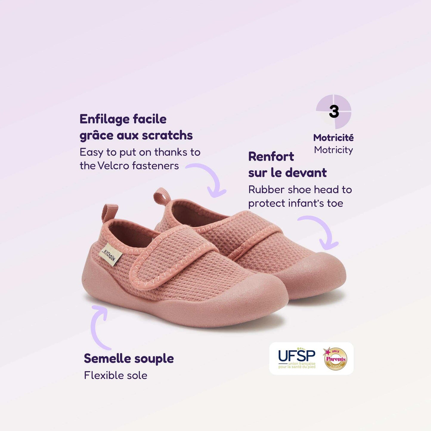 Motor Skills 3 'First Steps' Booties - Kitchoun PINK