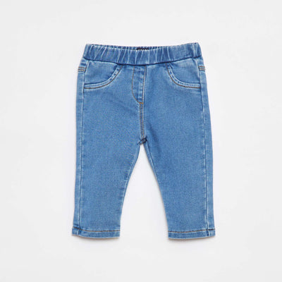 Denim-look stretch jeggings BLUE