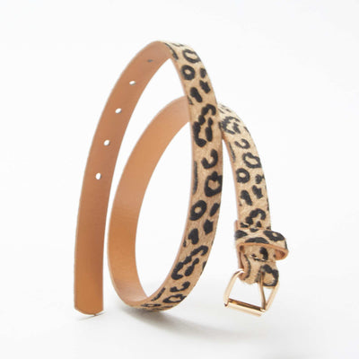Thin leopard print belt BROWN