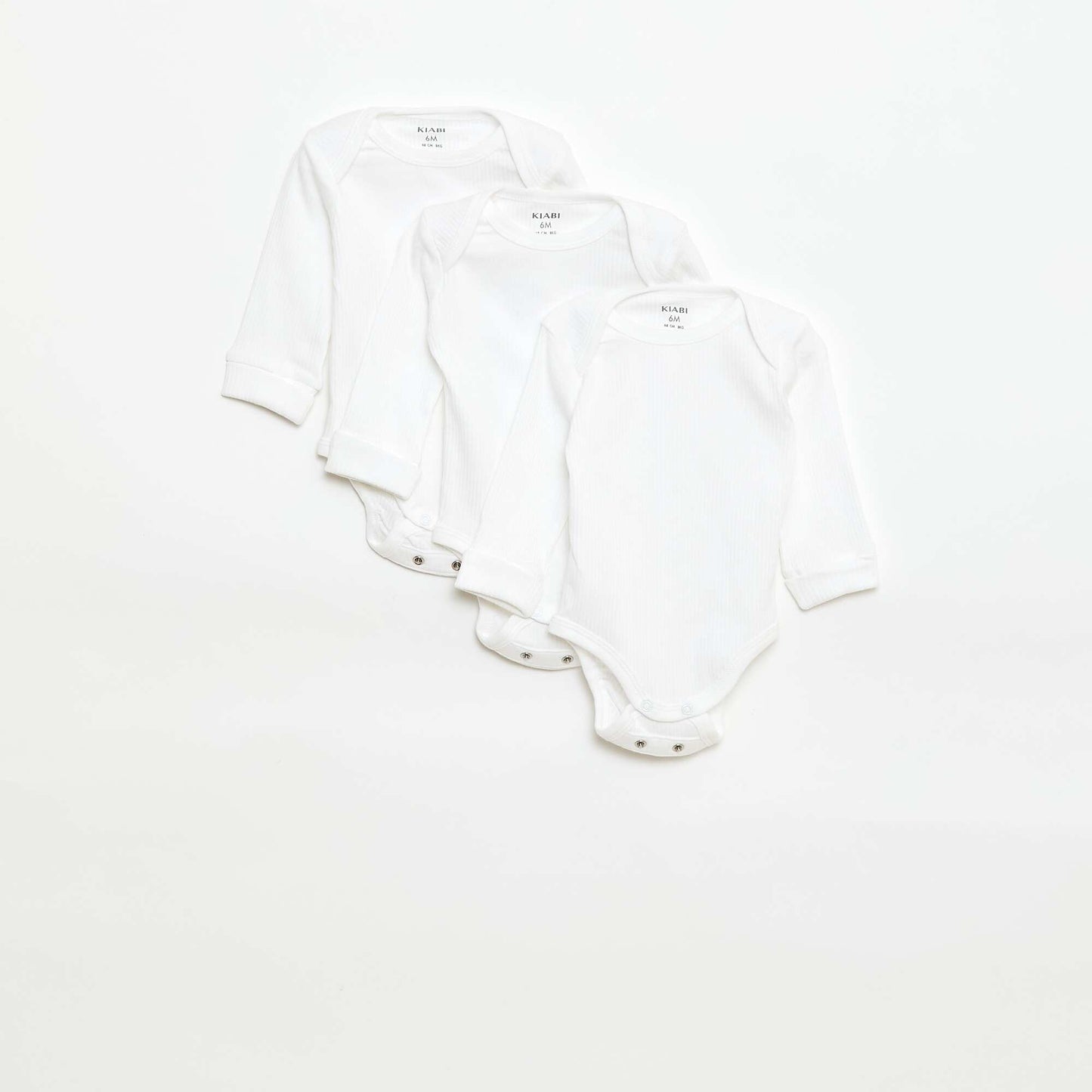 3-Pack of Convertible US Neck Long-Sleeve Bodysuits WHITE