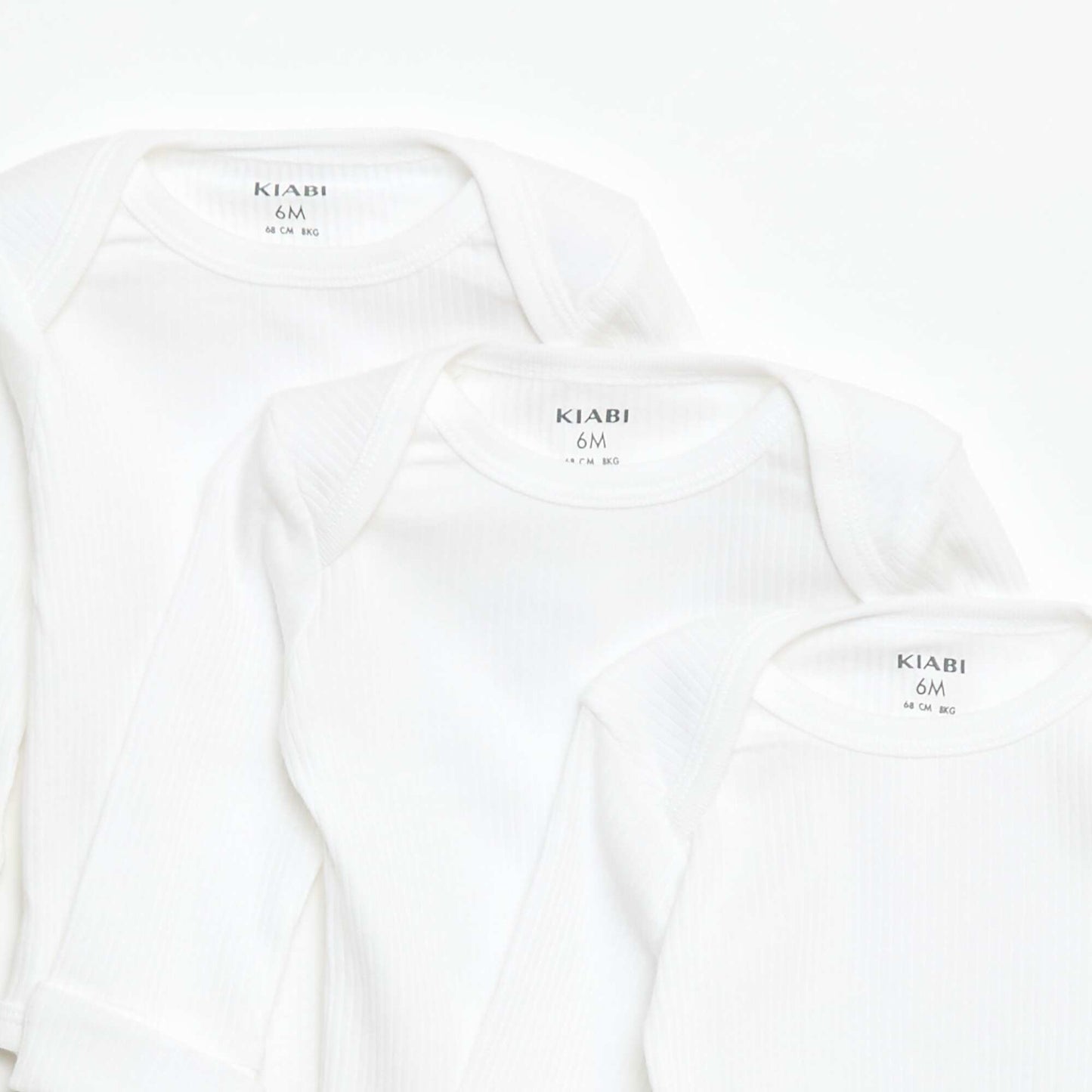 3-Pack of Convertible US Neck Long-Sleeve Bodysuits WHITE