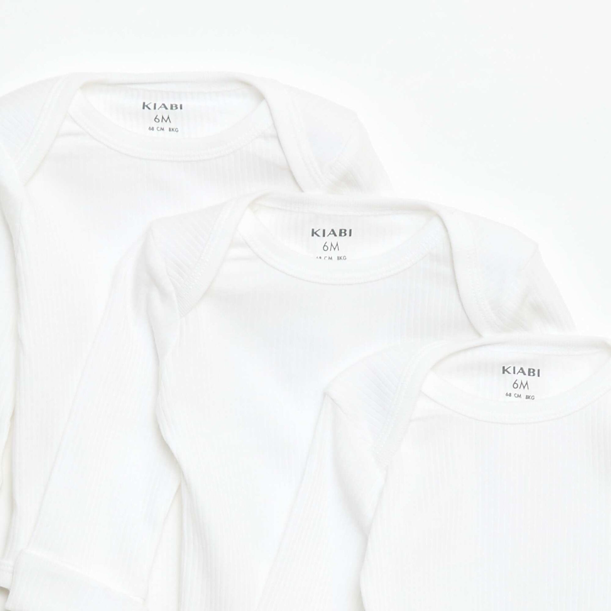 3-Pack of Convertible US Neck Long-Sleeve Bodysuits WHITE