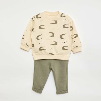 2-piece sweatshirt + trousers set WHITE