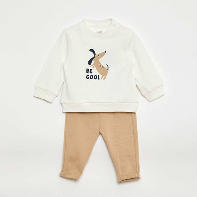 2-piece sweatshirt + trousers set BEIGE