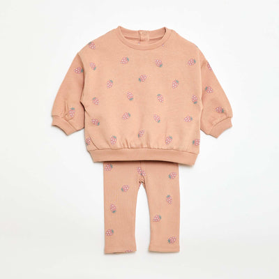 Sweatshirt and leggings jogging set - 2-piece set PINK