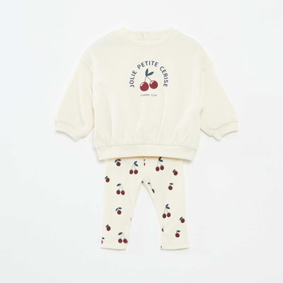 Sweatshirt and leggings jogging set - 2-piece set WHITE