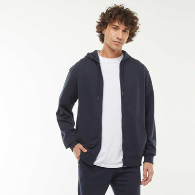 Zip-up sweatshirt fabric hoodie BLUE