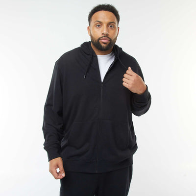 Plain zip-up hoodie BLACK