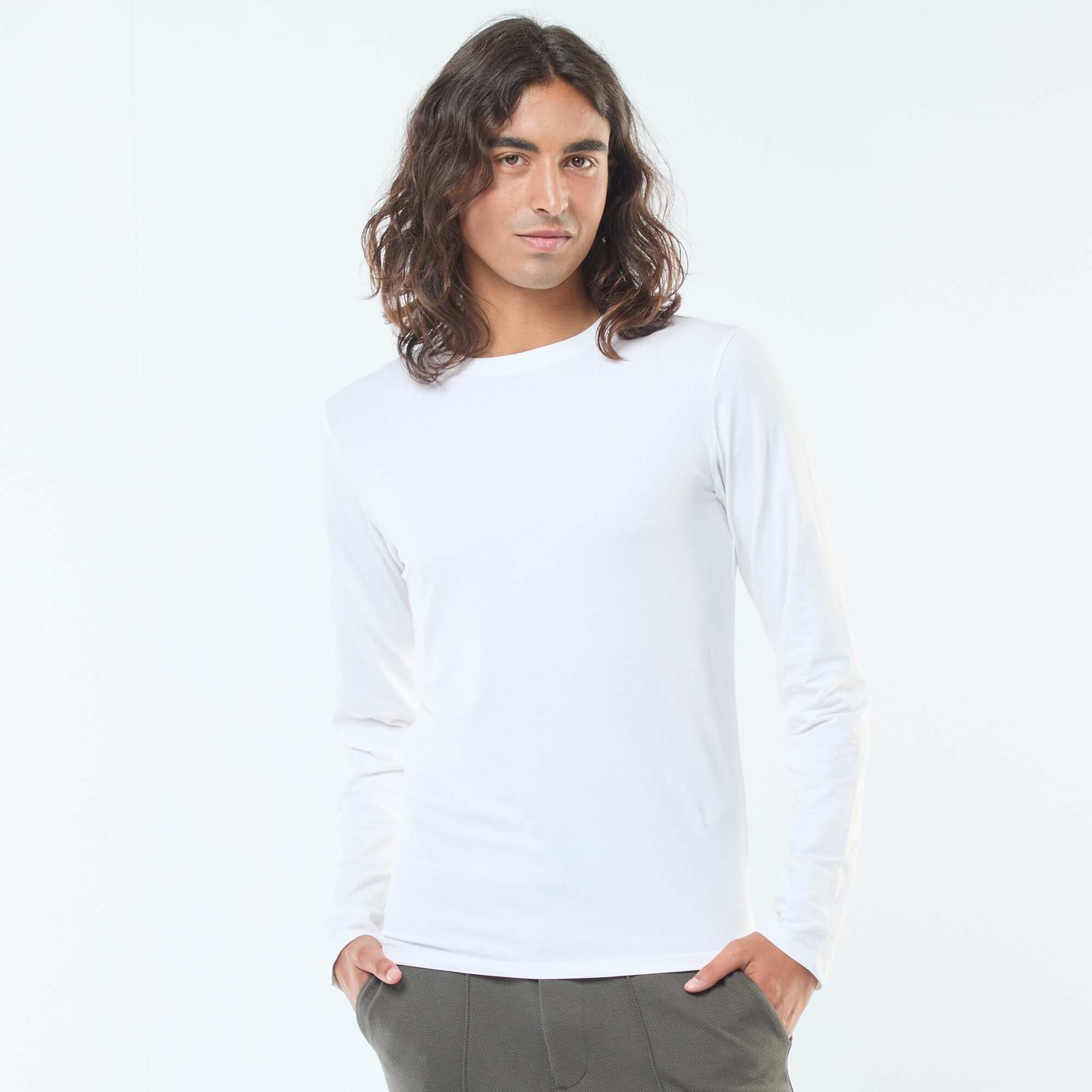 Long-Sleeved Crew Neck T-Shirt WHITE