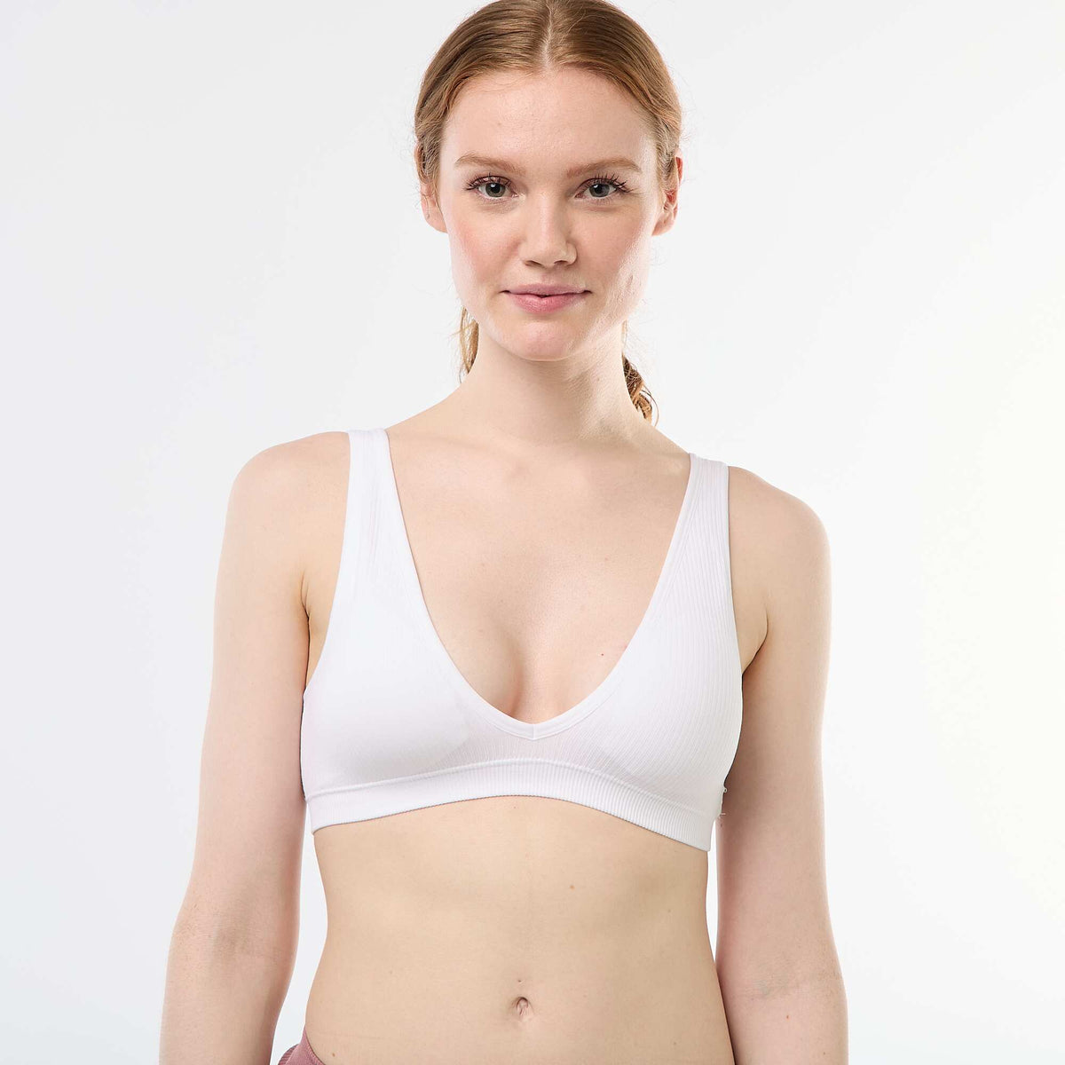 2-Pack Seamless Ribbed Bralettes WHITE