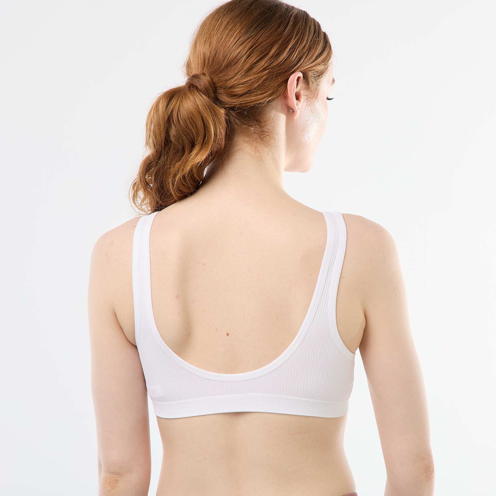 2-Pack Seamless Ribbed Bralettes WHITE
