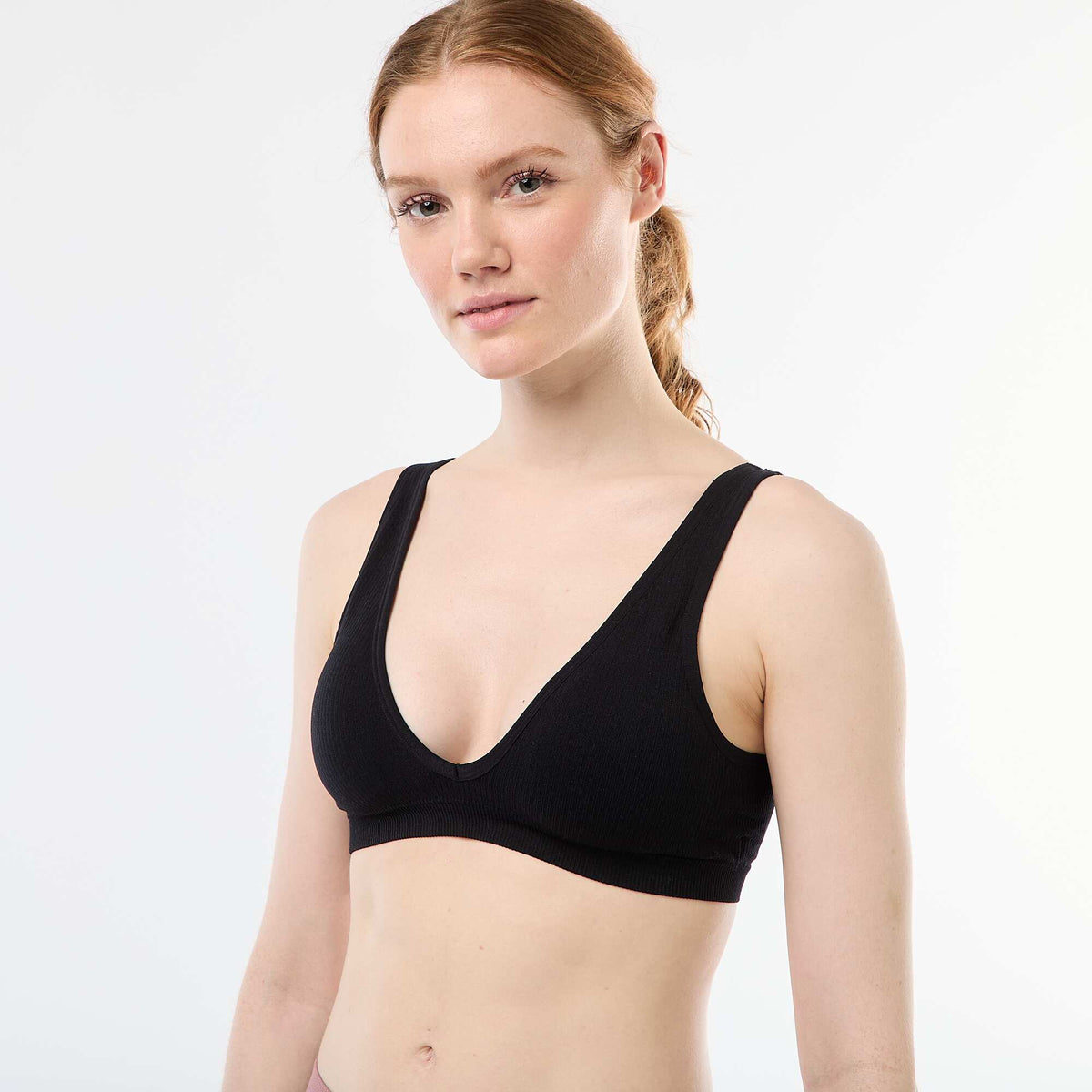 2-Pack Seamless Ribbed Bralettes WHITE
