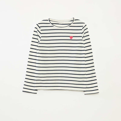 Striped long-sleeved T-shirt with round neck BLUE