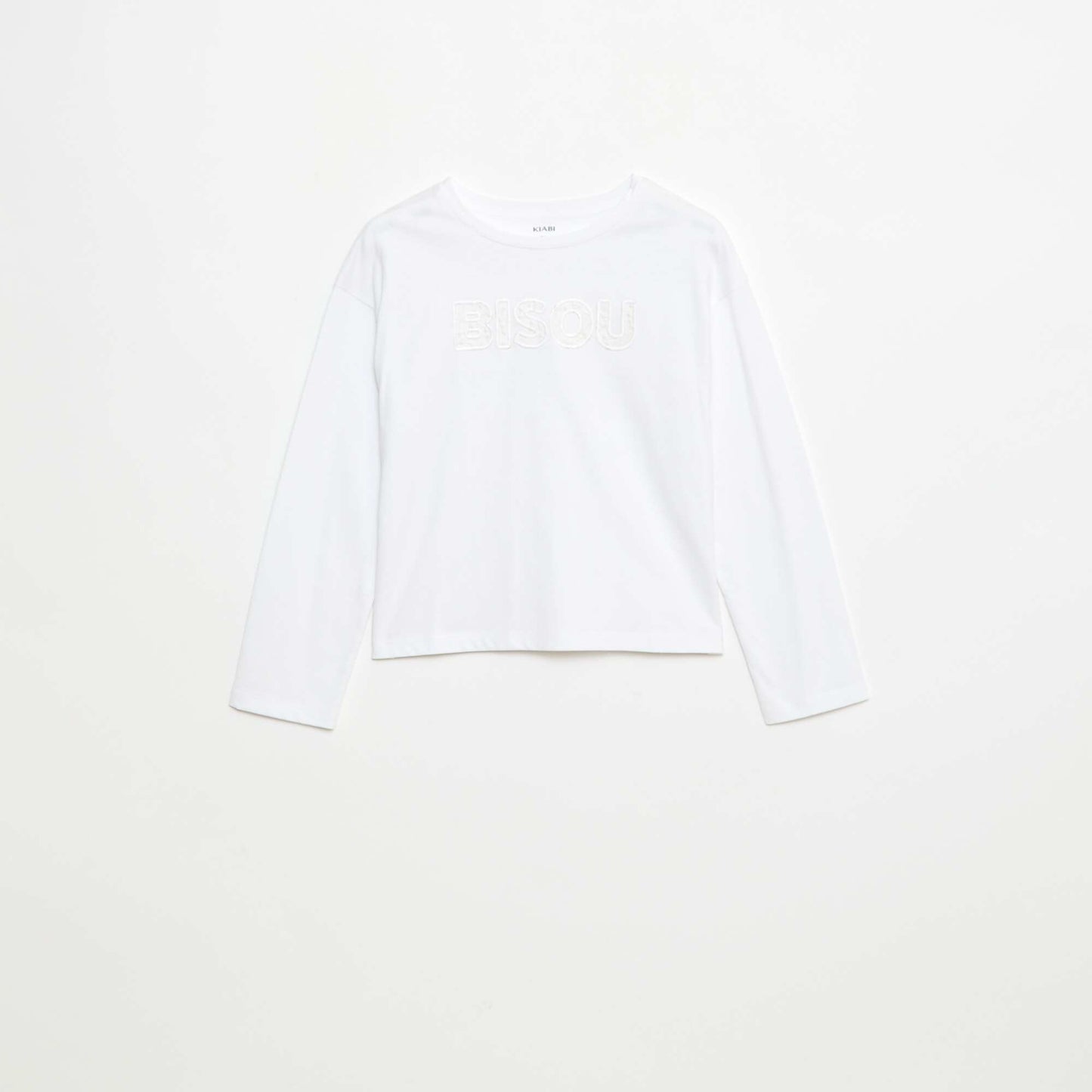 Long-sleeved sequined T-shirt WHITE