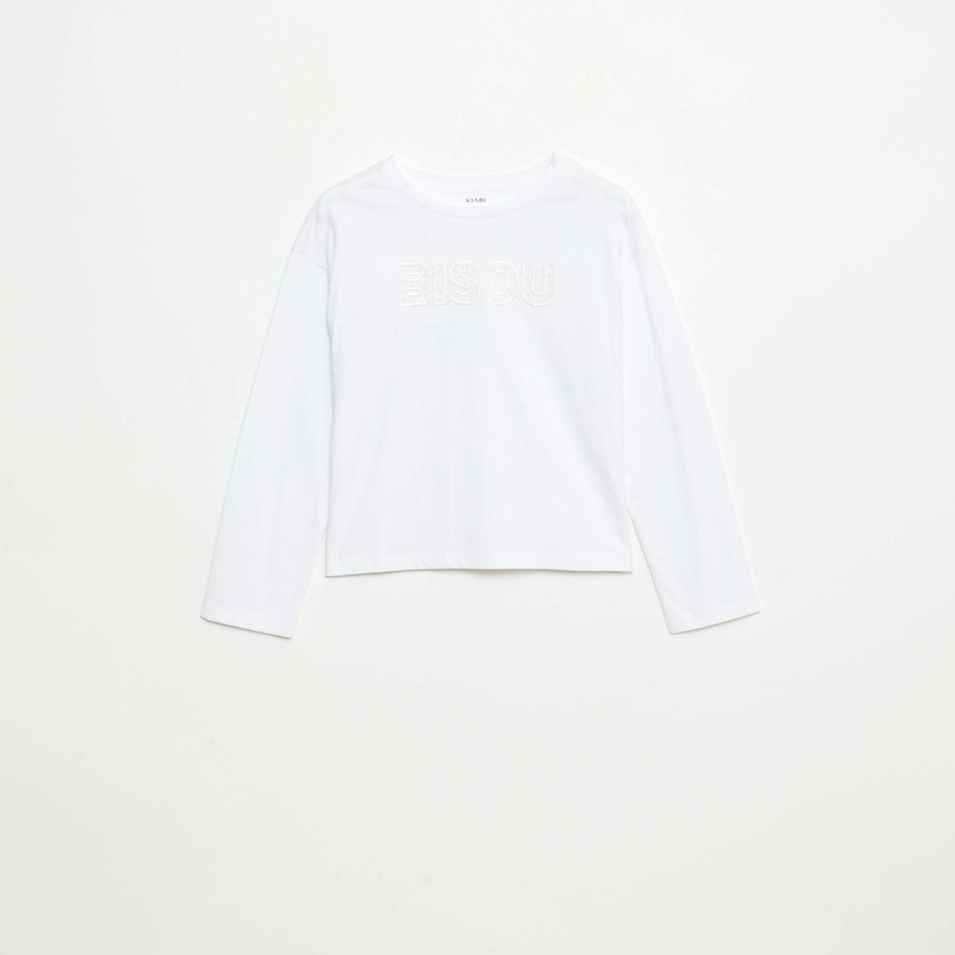 Long-sleeved sequined T-shirt WHITE