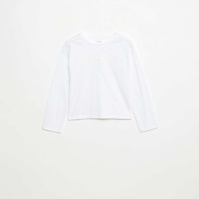 Long-sleeved sequined T-shirt WHITE