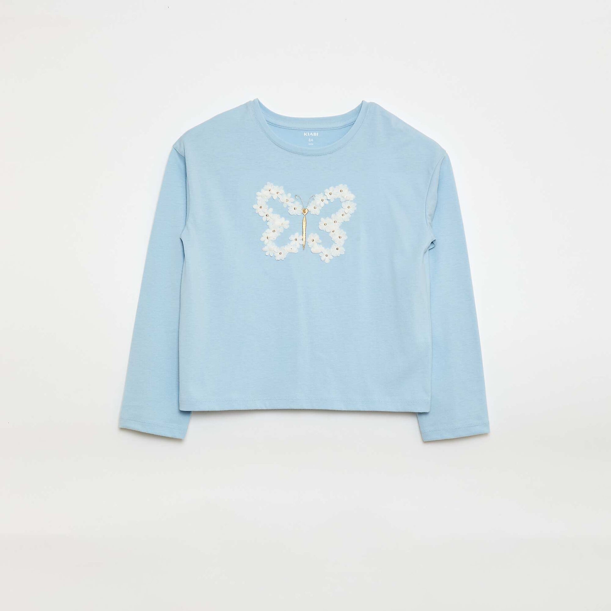 Long-sleeved sequined T-shirt BLUE