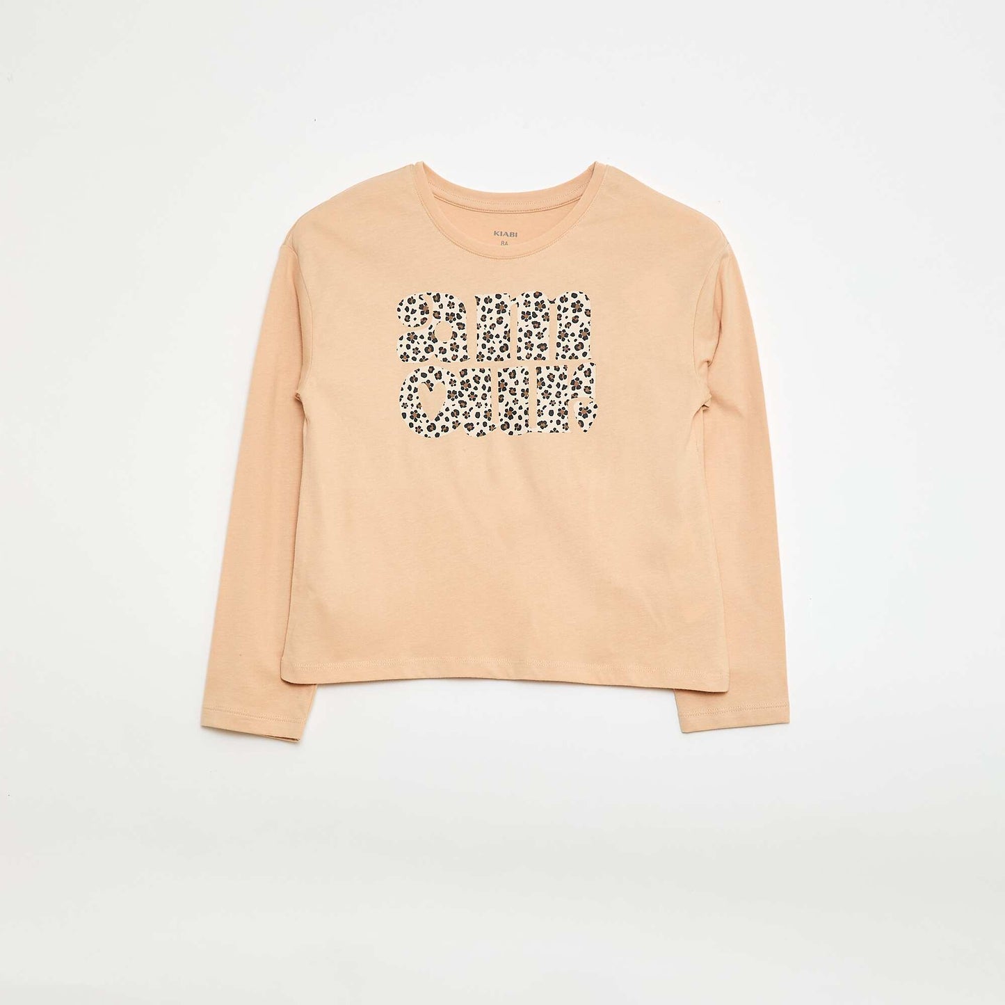 Long-sleeved printed T-shirt BEIGE