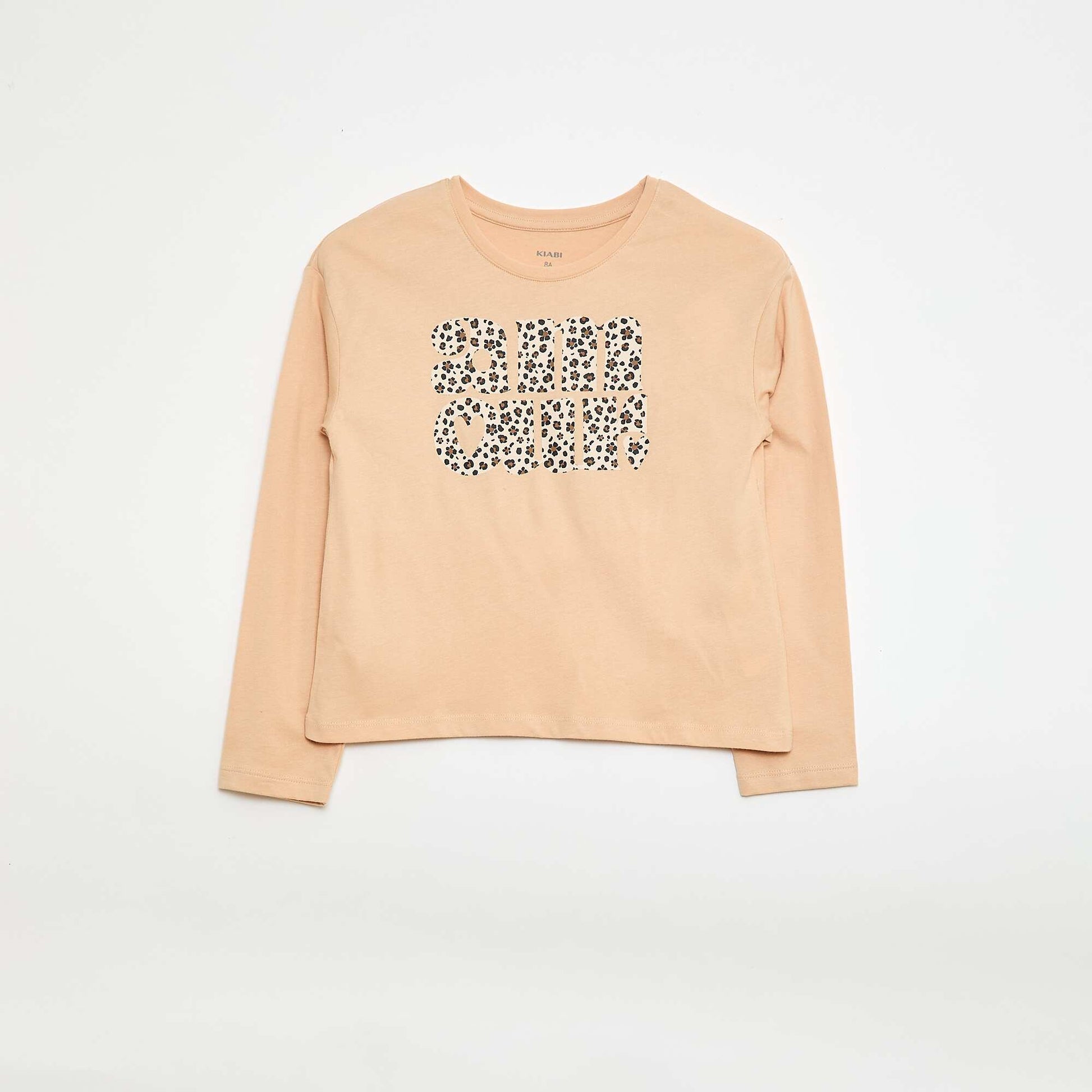 Long-sleeved printed T-shirt BEIGE