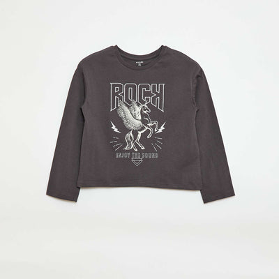 Long-sleeved printed T-shirt BLACK