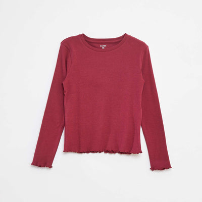 Ribbed knit T-shirt RED