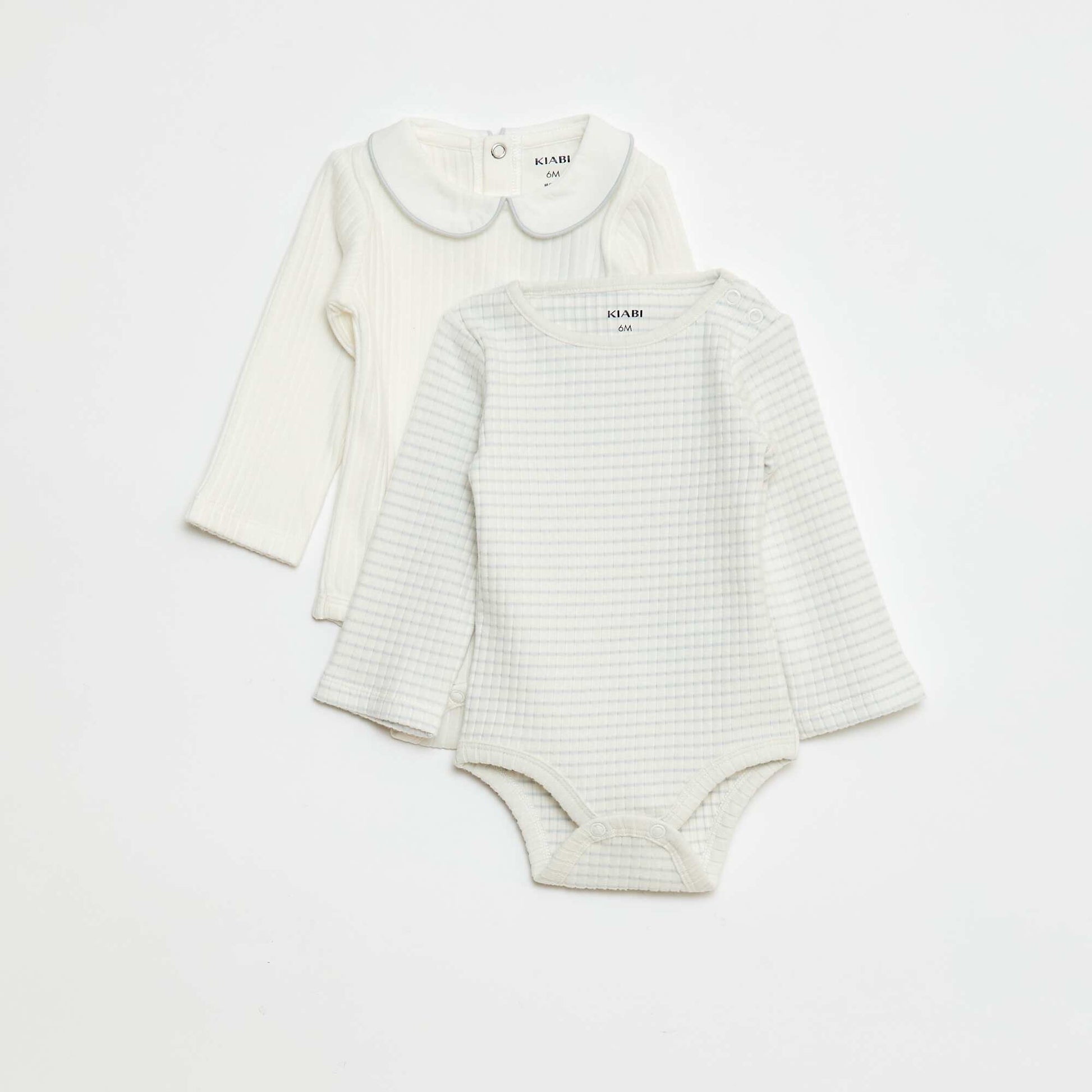 2-Pack Ribbed Knit Bodysuits WHITE