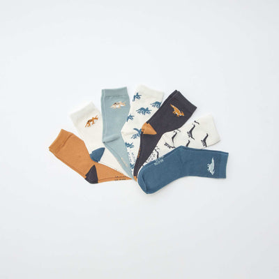 Pack of 7 pairs of printed socks BEIGE
