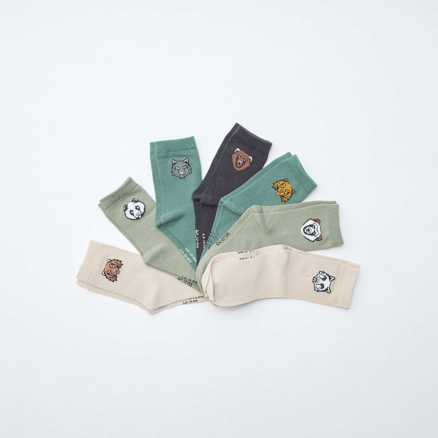 Pack of 7 pairs of printed socks GREEN