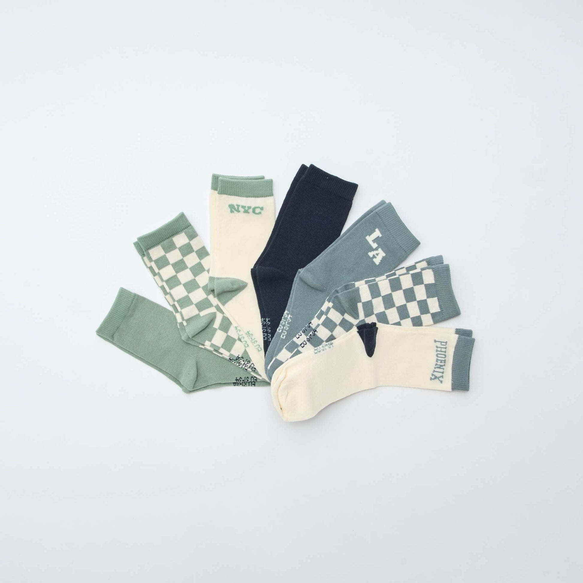 Pack of 7 pairs of printed socks GREEN