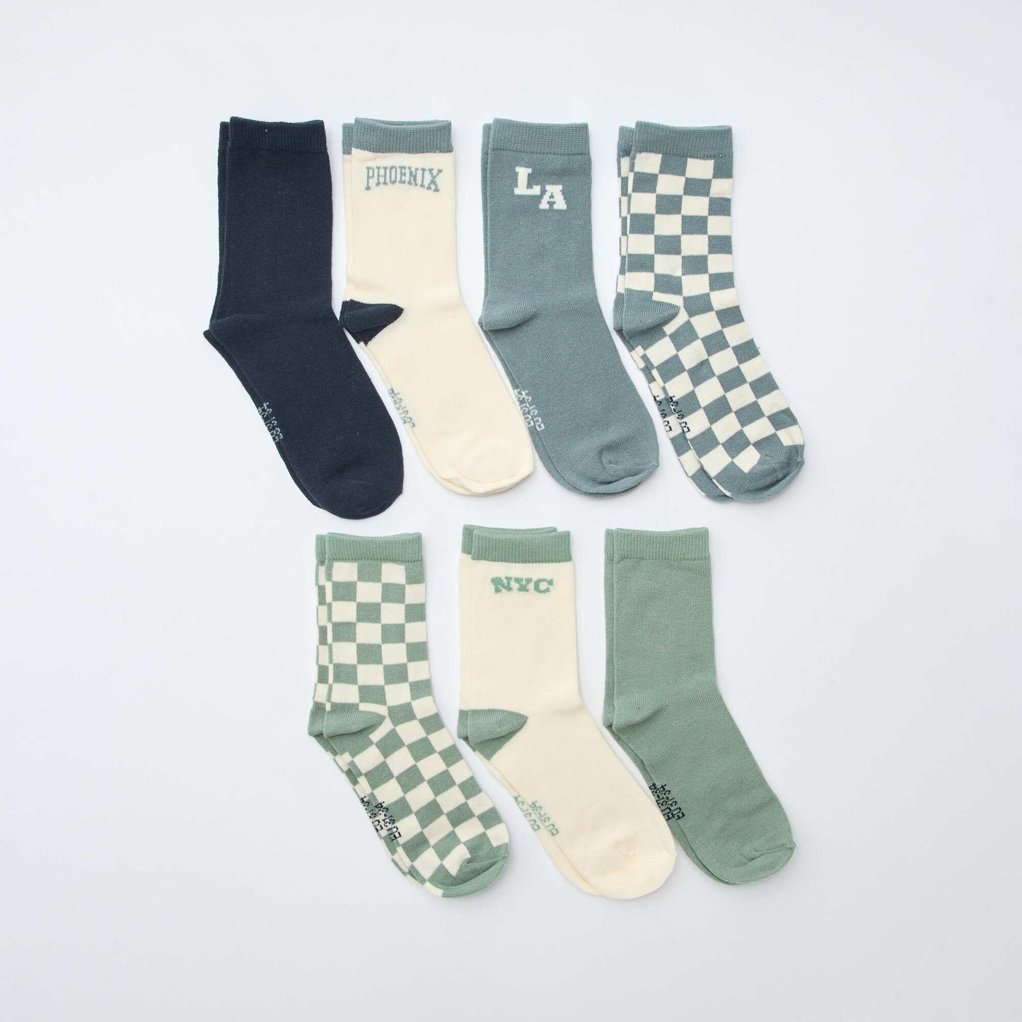 Pack of 7 pairs of printed socks GREEN