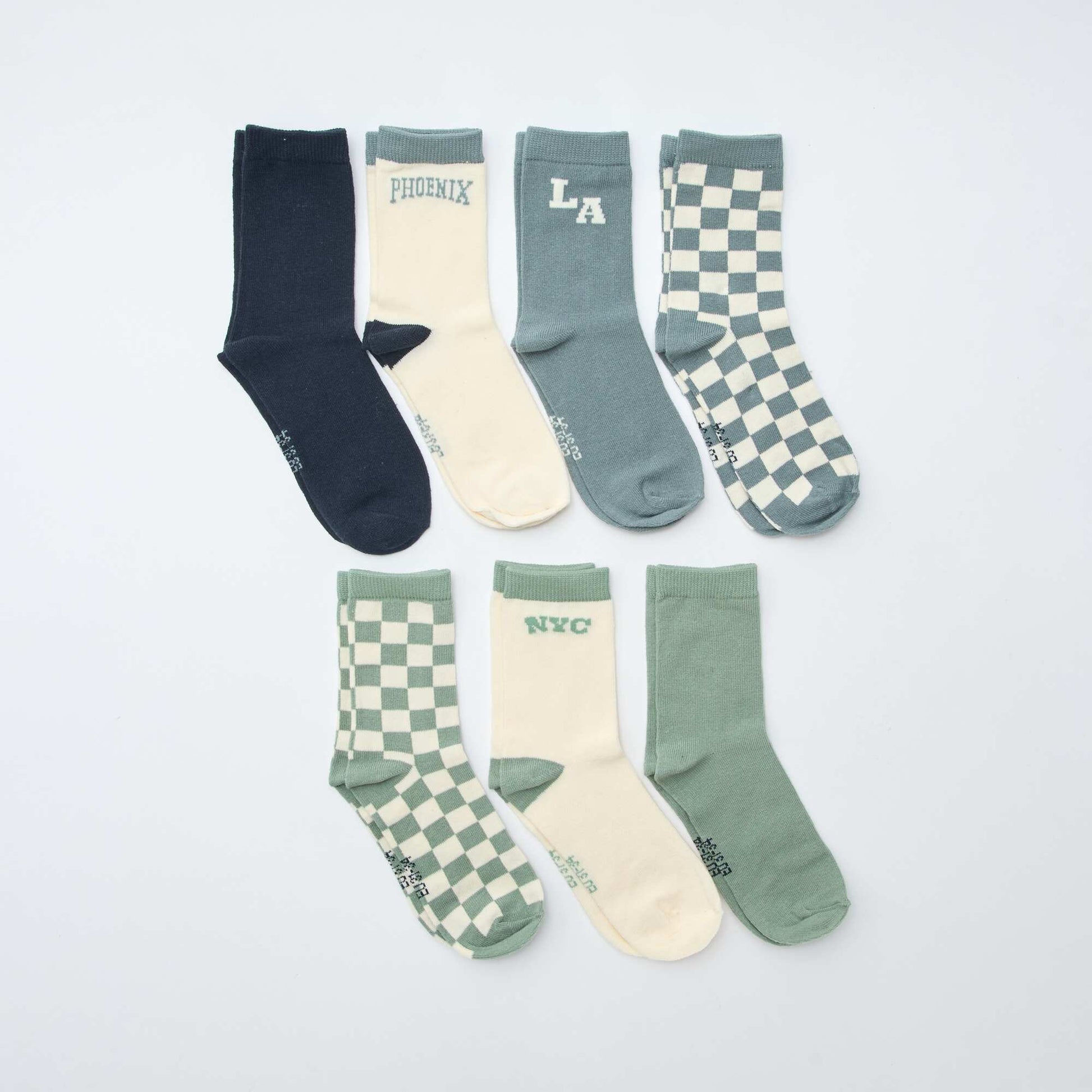 Pack of 7 pairs of printed socks GREEN