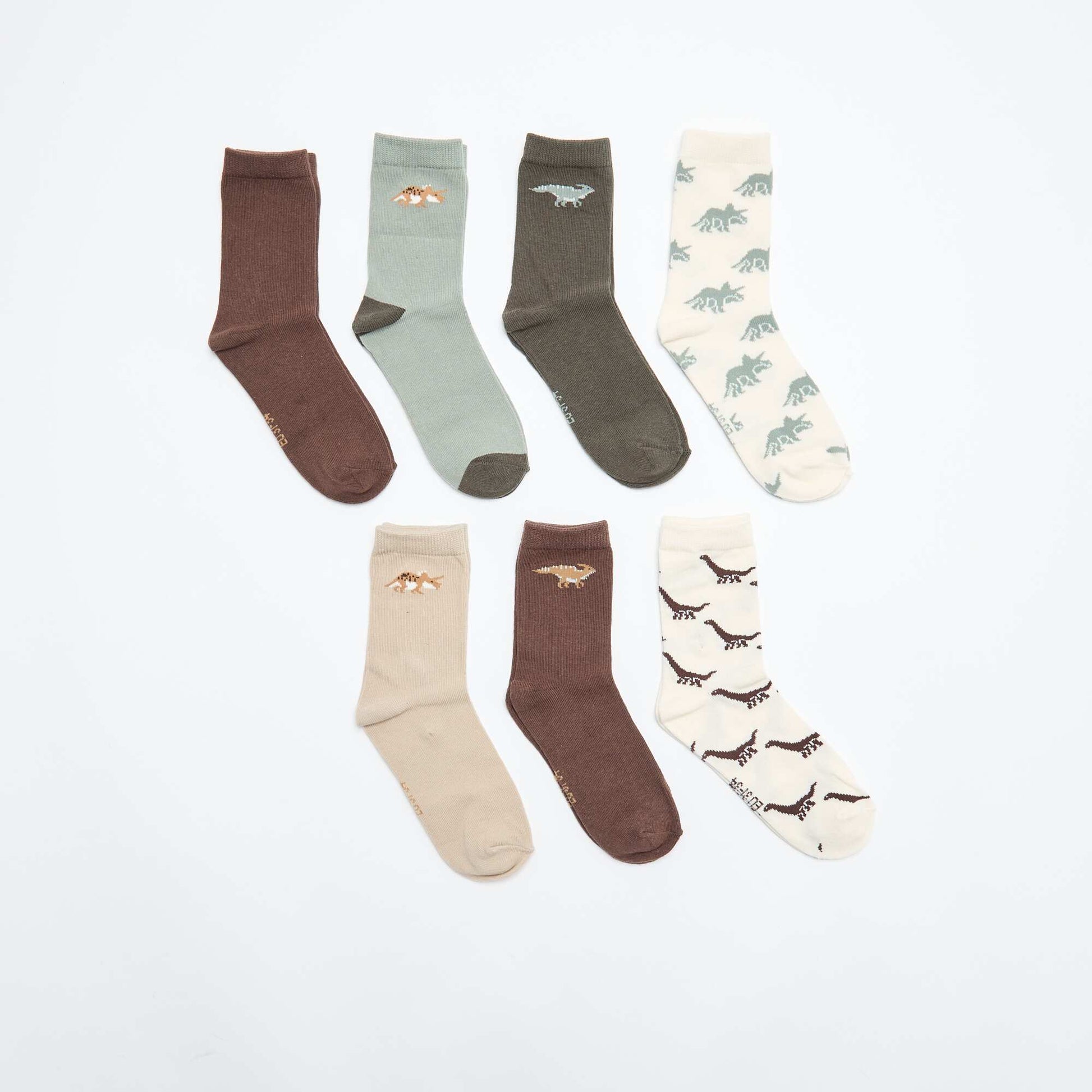 7-Pack of Printed Socks KHAKI