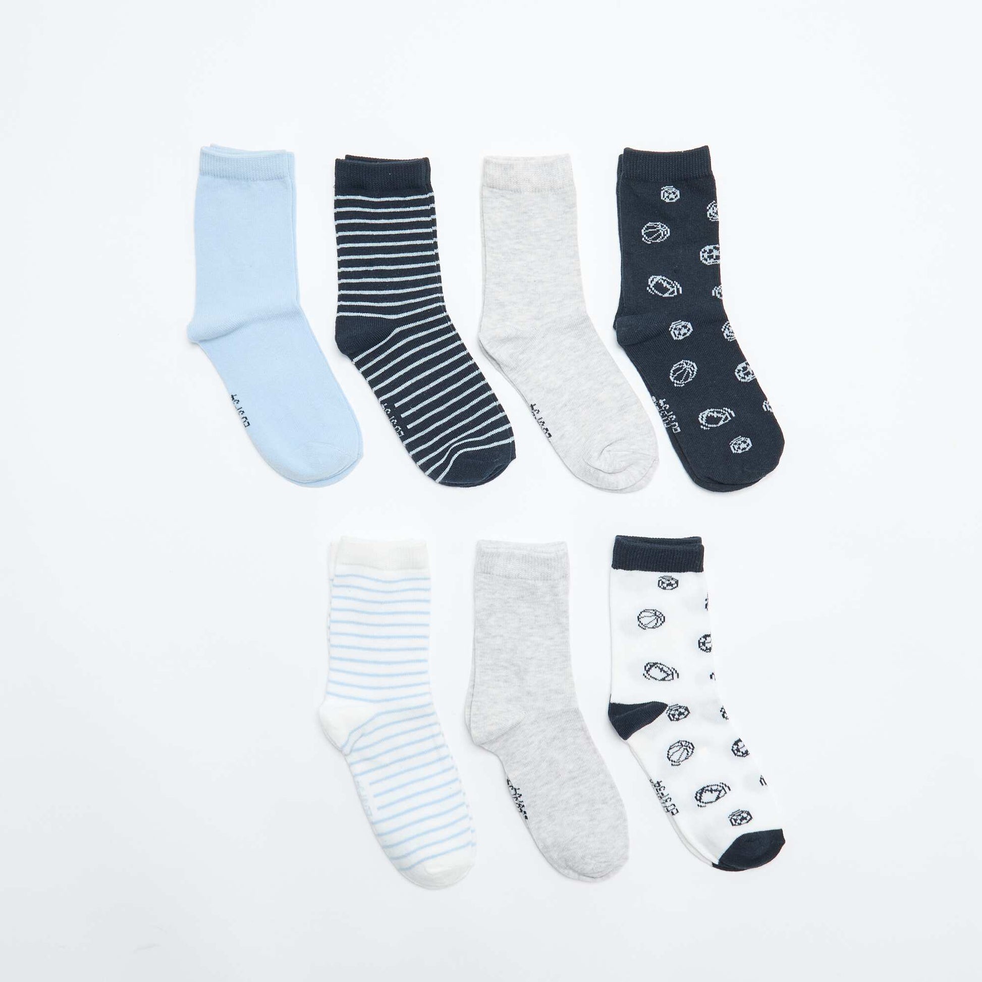 7-Pack of Printed Socks BLUE