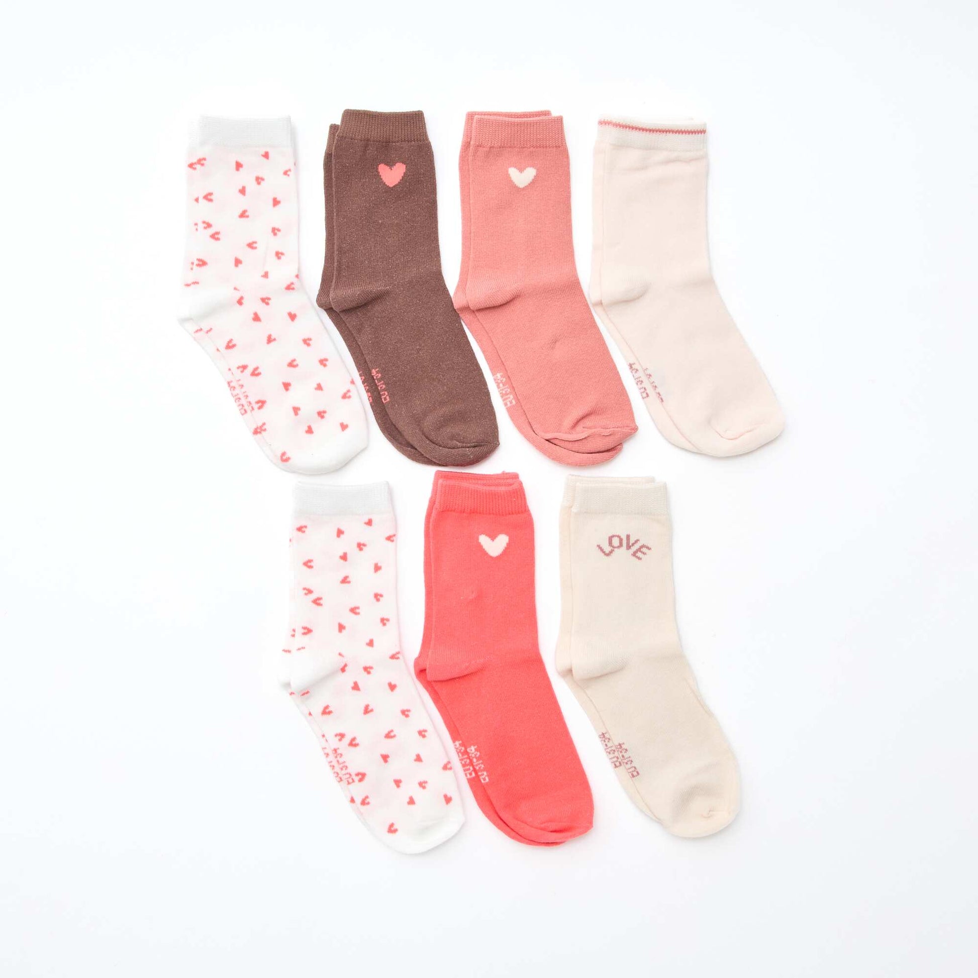 Pack of 7 pairs of crew socks PINK