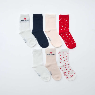Pack of 7 pairs of crew socks PINK