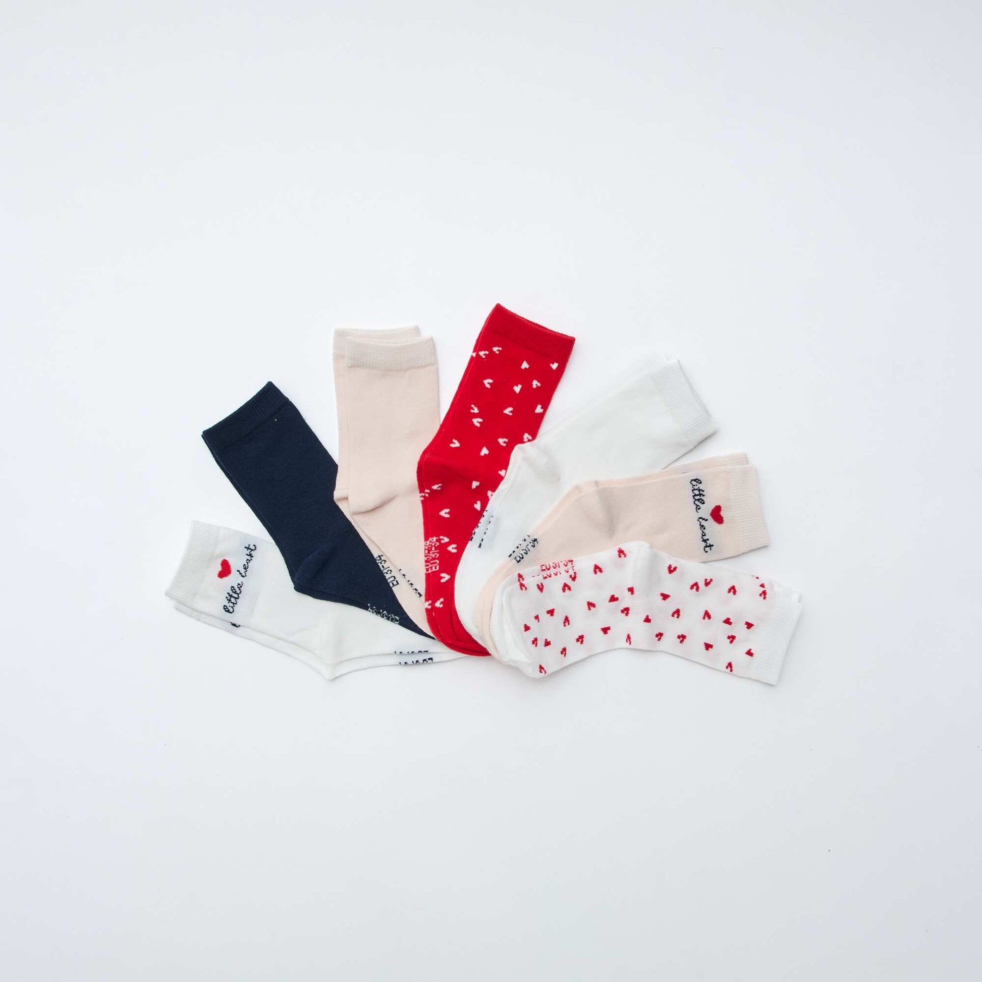 Pack of 7 pairs of crew socks PINK