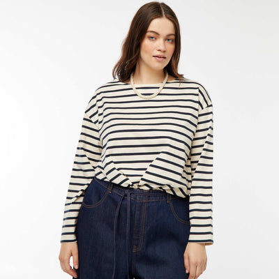 Oversized Breton T-shirt WHITE