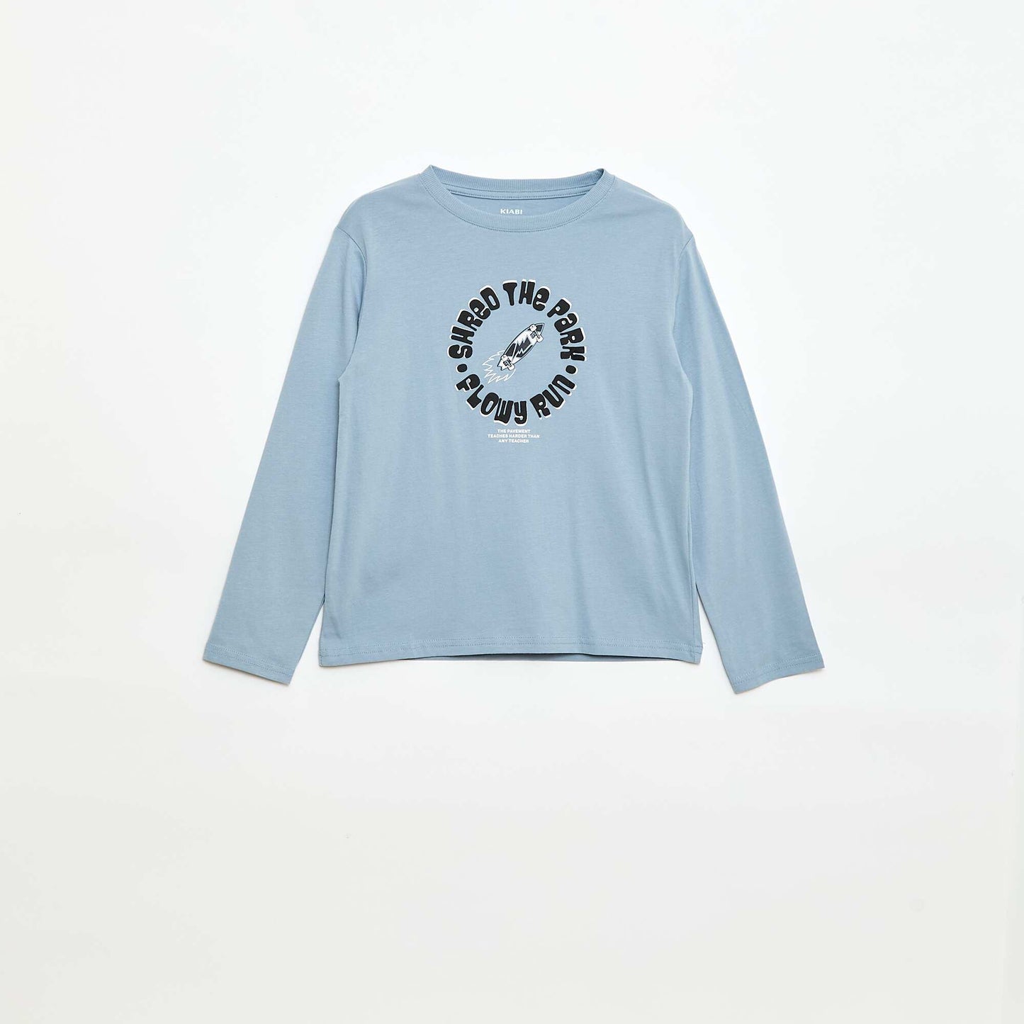 Printed long-sleeved T-shirt BEIGE
