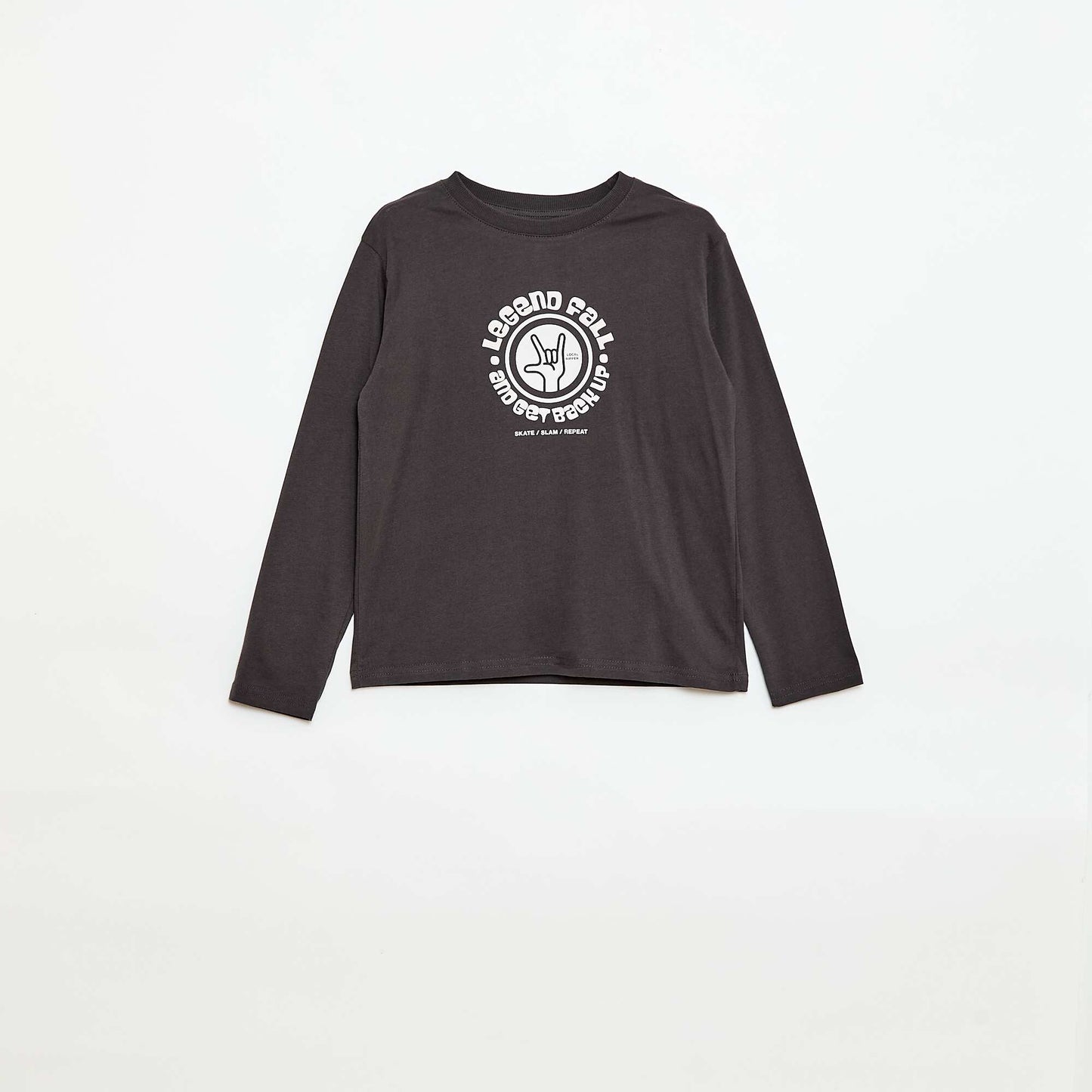 Printed long-sleeved T-shirt GREY