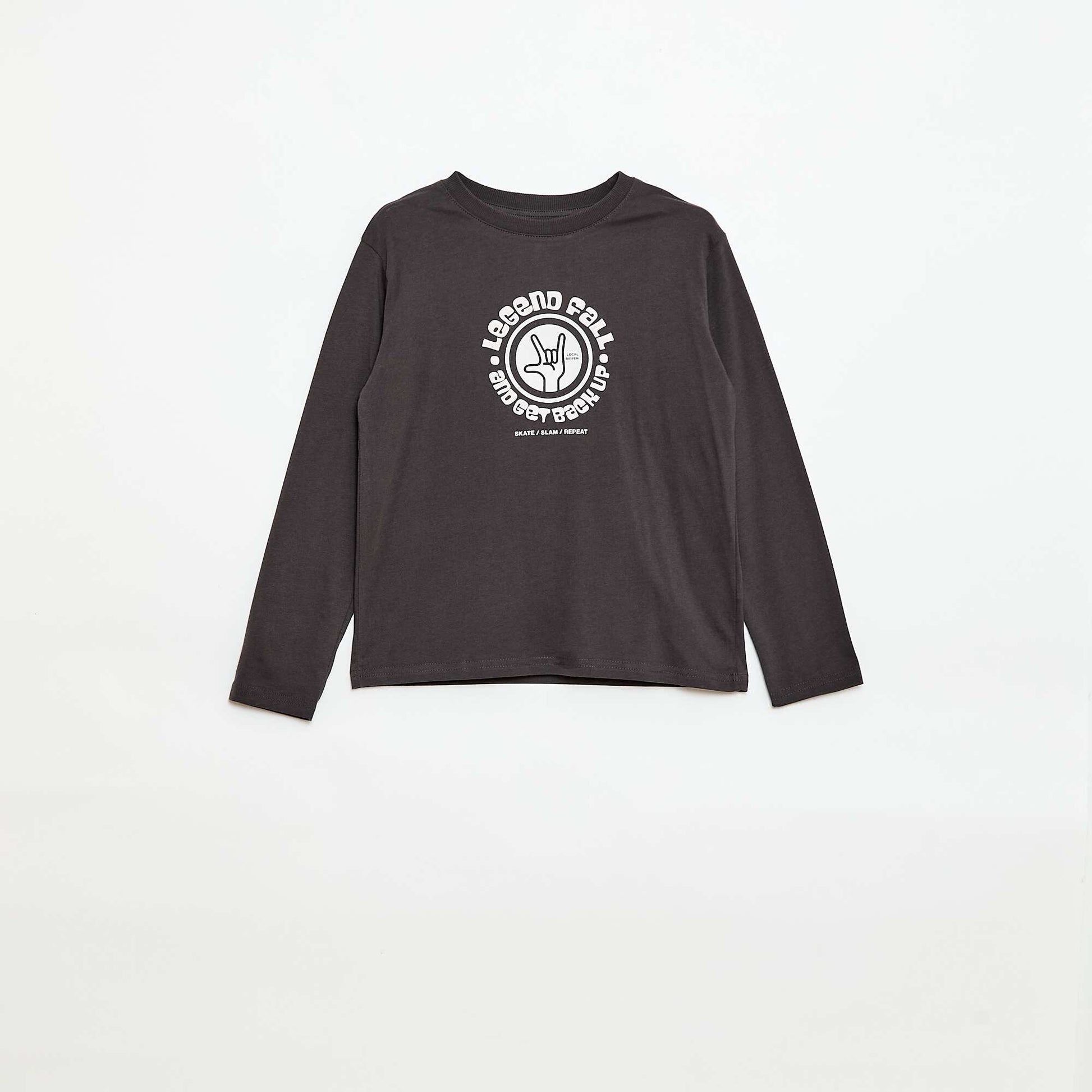 Printed long-sleeved T-shirt GREY