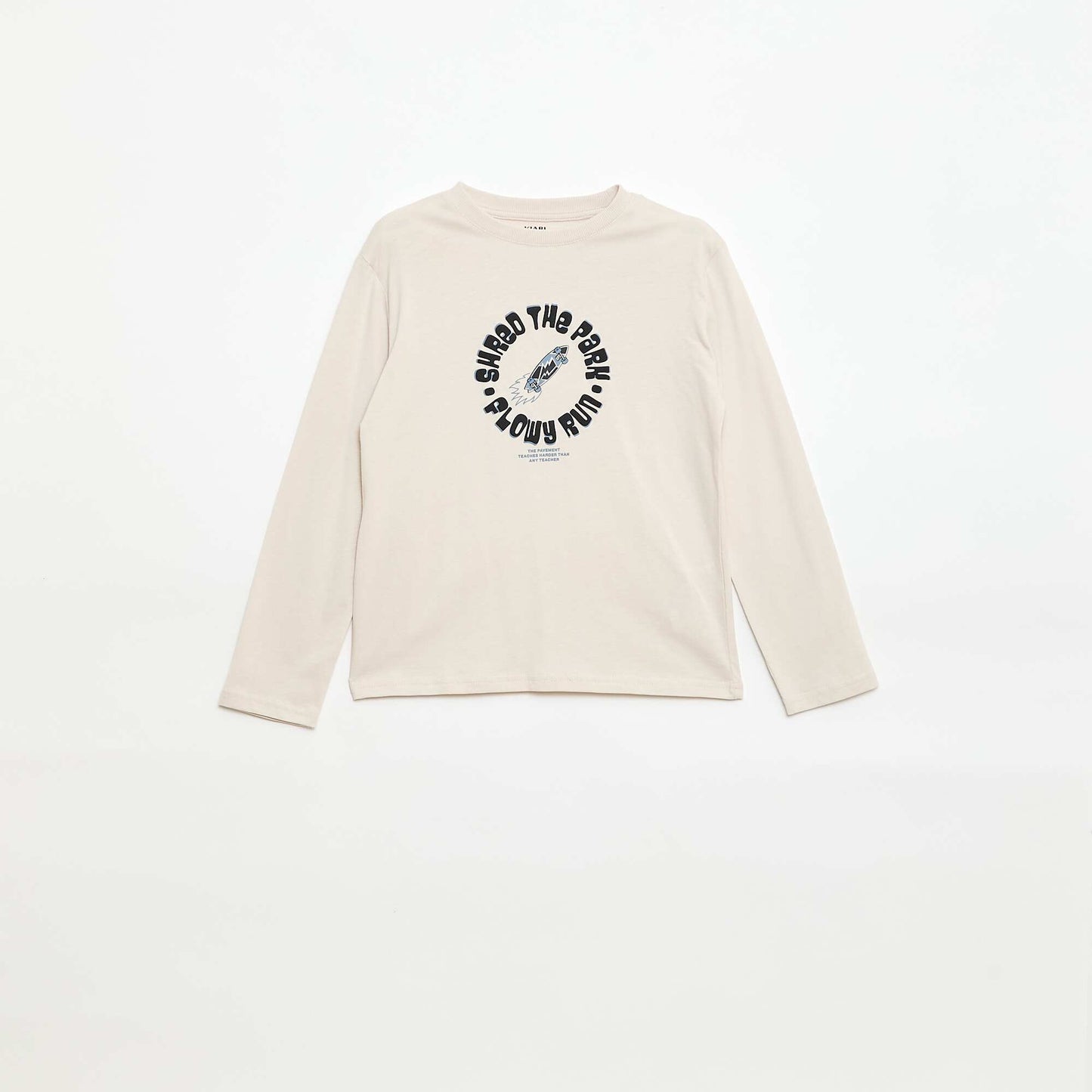 Printed long-sleeved T-shirt BEIGE