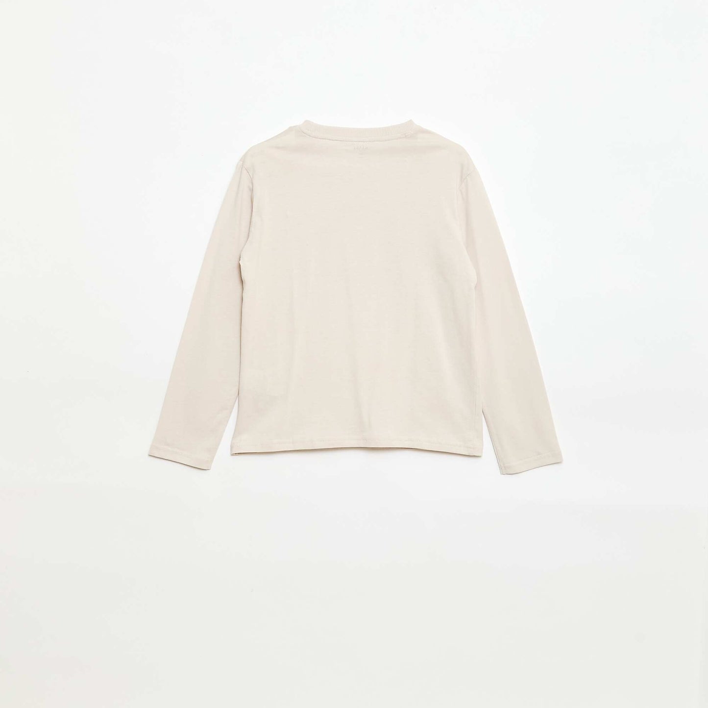 Printed long-sleeved T-shirt BEIGE