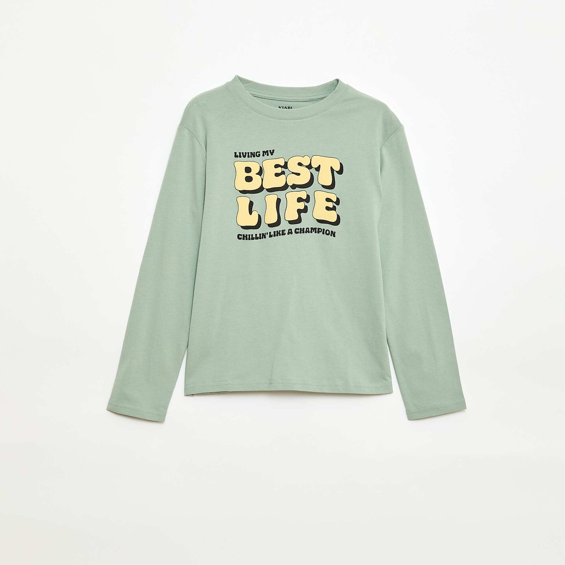 Printed long-sleeved T-shirt GREEN