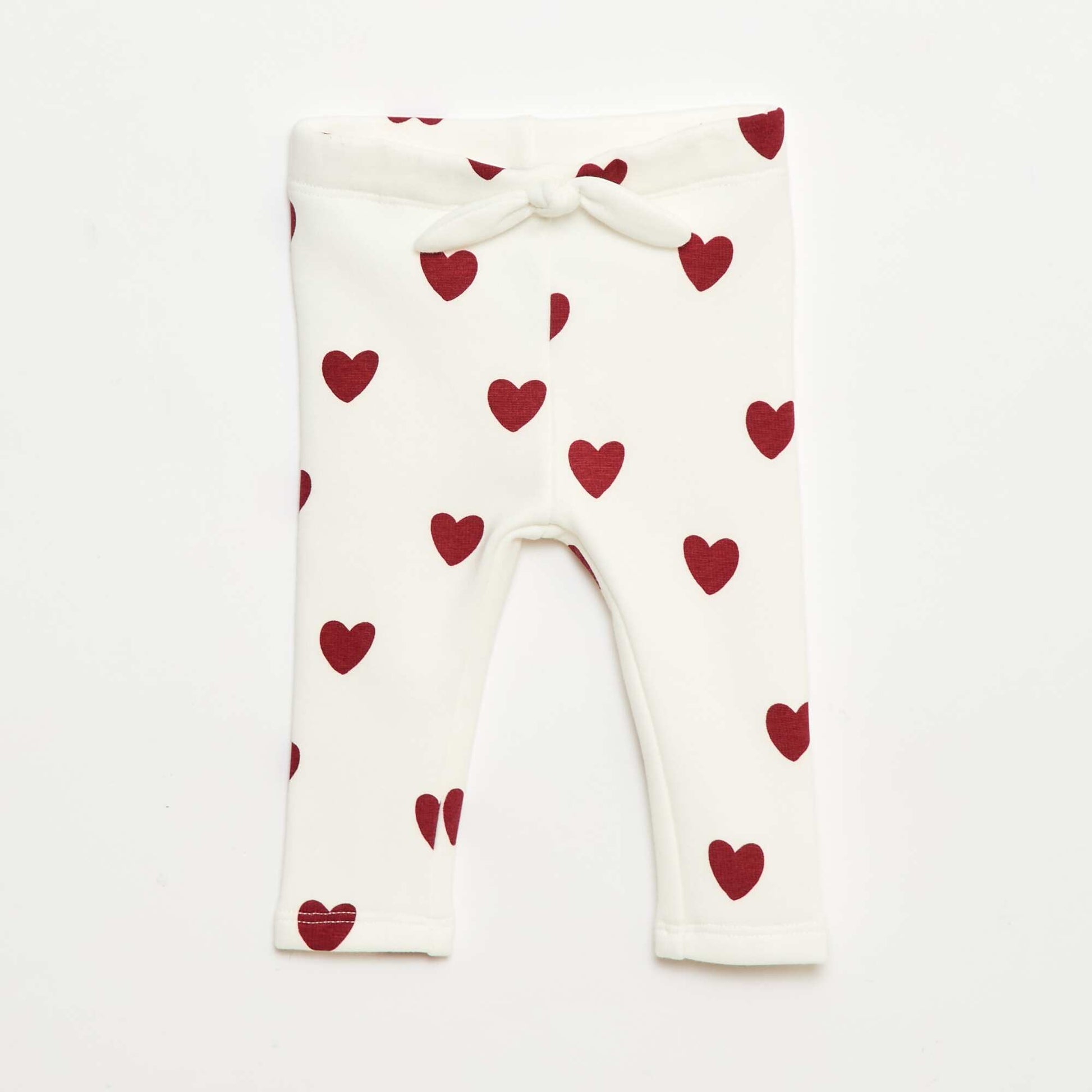 Fleece-lined leggings with bow WHITE
