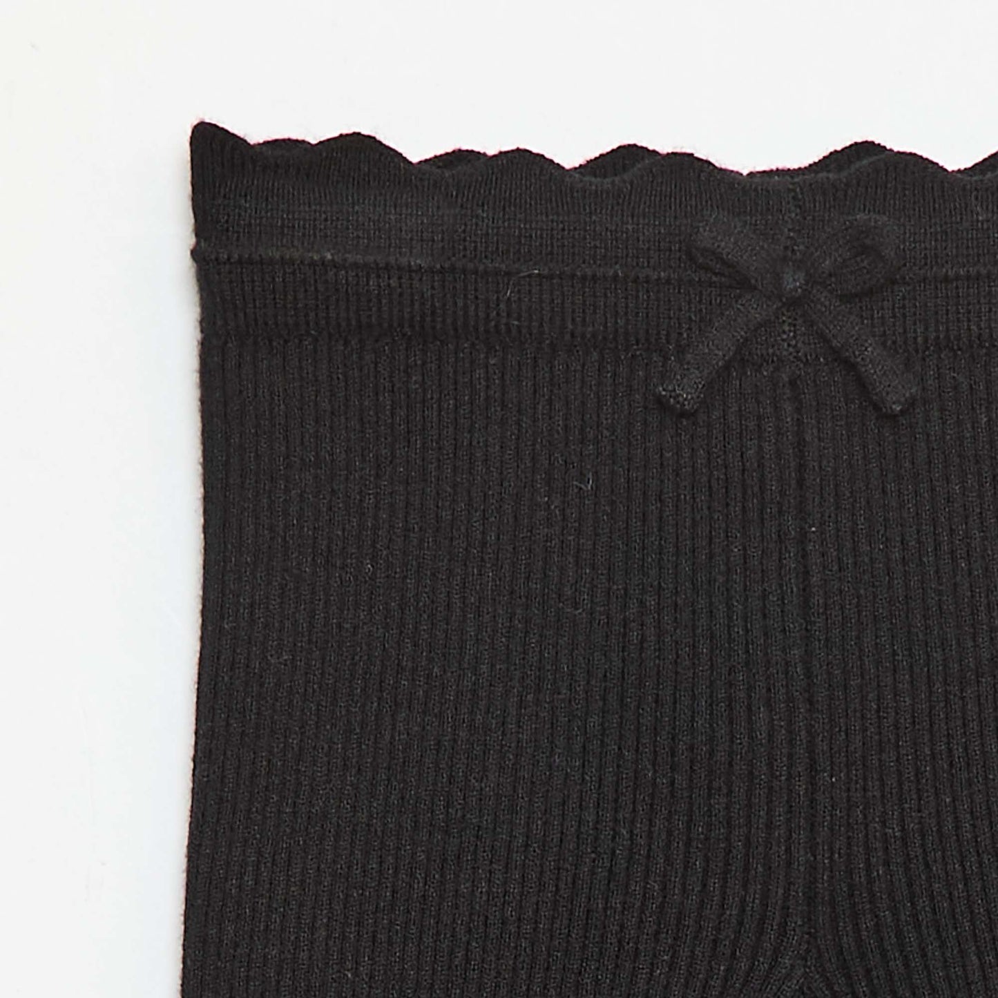 Ribbed Leggings with Decorative Bow BLACK